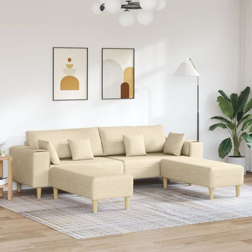 Sofa en tissu avec coussin avec oreiller 3 pcs Crème 208 cm tissu