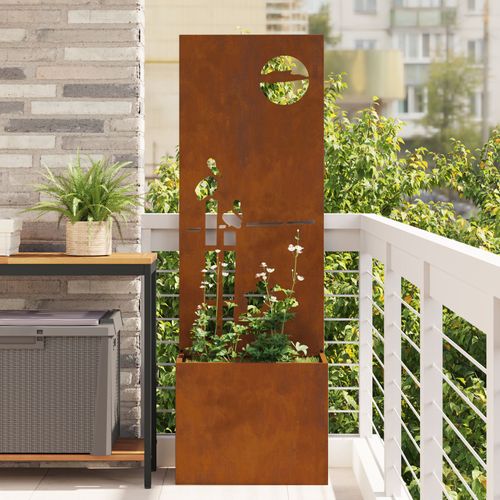 Vidaxl Jardinier Avec Panneau Décoratif Rouillé 50 X 140 Cm