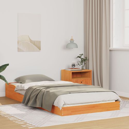 Vidaxl Cadre De Lit Marron Cire 100 X 220 Cm Bois Massif En Pin