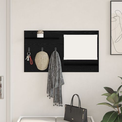 vidaXL Porte-manteau mural avec étagère avec stockage avec miroir Chêne Noir 90 x 10 x 50 cm
