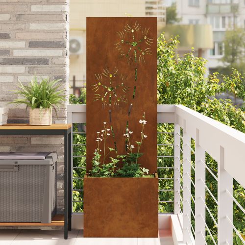 Vidaxl Jardinier Avec Panneau Décoratif Rouillé 50 X 140 Cm