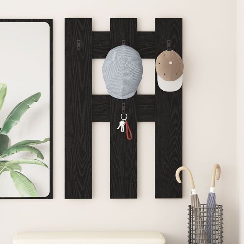 vidaXL Porte-manteau mural avec stockage Chêne noir 65 x 3 x 100 cm