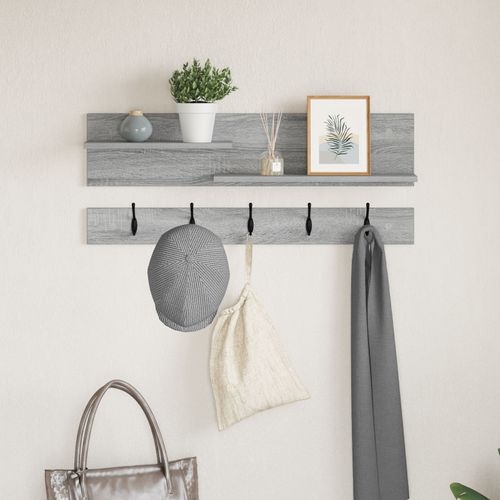 vidaXL Porte-manteau mural avec étagère avec stockage Sonoma gris 90 x 15 x 36 cm