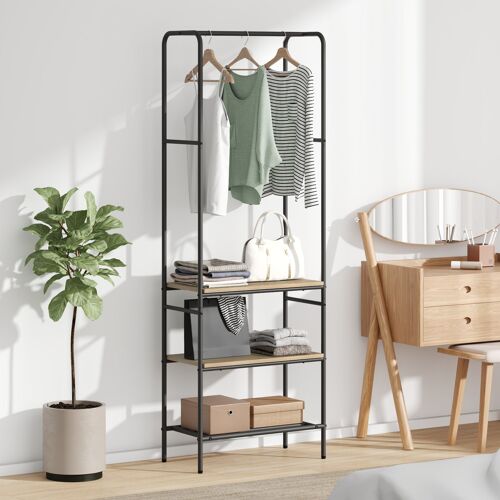Vidaxl Portant À Vêtements Avec Étagères Chêne Sonoma 60 X 30 X 171 Cm