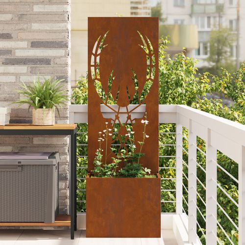 Vidaxl Jardinier Avec Panneau Décoratif Rouillé 50 X 140 Cm