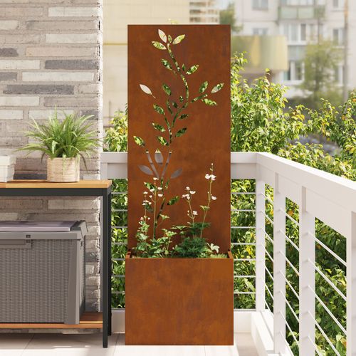 Vidaxl Jardinier Avec Panneau Décoratif Rouillé 50 X 140 Cm