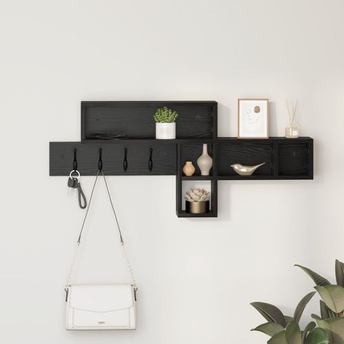 vidaXL Porte-manteau mural avec étagère avec stockage Chêne Noir 100 x 12 x 43.5 cm