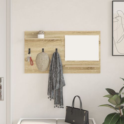 vidaXL Porte-manteau mural avec étagère avec stockage avec miroir Chêne Sonoma 90 x 10 x 50 cm