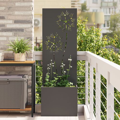 vidaXL Jardinier avec Panneau Décoratif Noir 50 x 140 cm