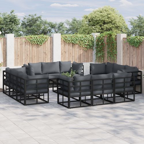 Vidaxl Ensemble De Canapé De Jardin 12 Pcs Noir 213 X 71.5 X 71 Cm