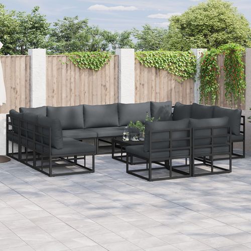 Vidaxl Ensemble De Canapé De Jardin 12 Pcs Noir 70 X 70 X 32 Cm