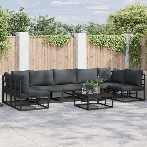 Vidaxl Ensemble De Canapé De Jardin 8 Pcs Noir 70 X 70 X 32 Cm