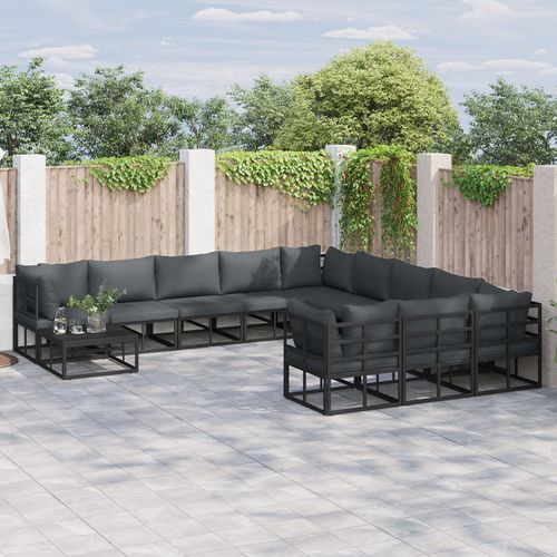 Vidaxl Ensemble De Canapé De Jardin 11 Pcs Noir 70 X 70 X 32 Cm