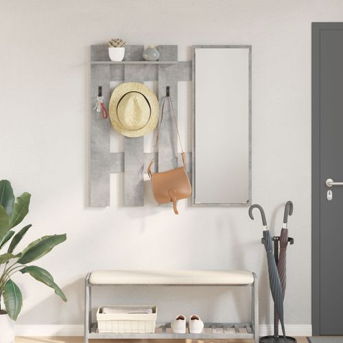 vidaXL Porte-manteau mural avec stockage avec miroir Gris Béton 100 x 10 x 100 cm