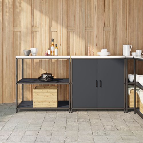 Vidaxl Ensemble De Rangement Cuisine 2 Pcs Anthracite 150 X 50 X 92 Cm