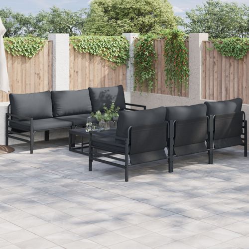 Vidaxl Ensemble De Canapé De Jardin Avec Coussin Avec Oreiller 7 Pcs Anthracite