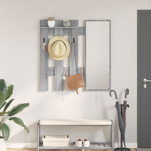 vidaXL Porte-manteau mural avec stockage avec miroir Gris sonoma 100 x 10 x 100 cm