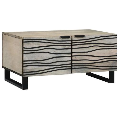 Vidaxl Table Basse Blanc, Noir 80 X 50 X 40 Cm Bois De Manguier Massif