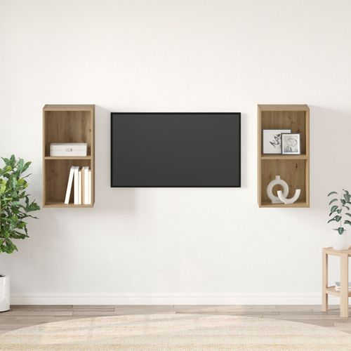 Vidaxl Meuble Tv Mural 2 Pcs Chêne Artisan 37 X 37 X 72 Cm
