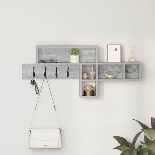 vidaXL Porte-manteau mural avec étagère Gris sonoma 100 x 12 x 43.5 cm