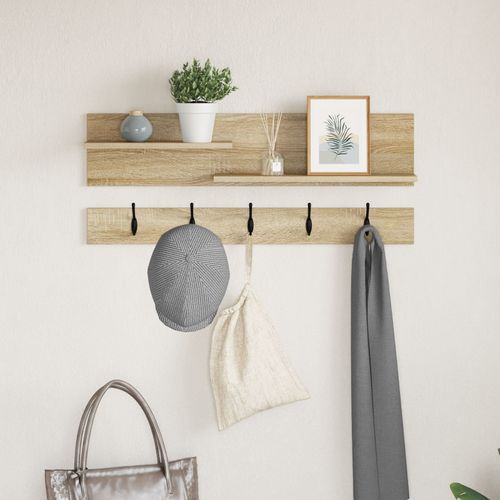 vidaXL Porte-manteau mural avec étagère avec stockage Chêne sonoma 90 x 15 x 36 cm
