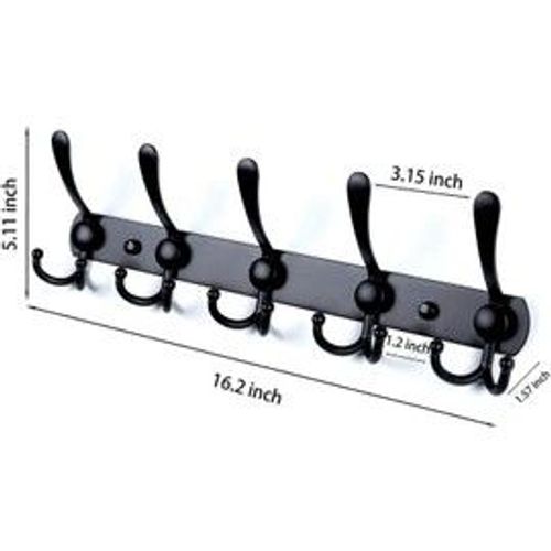 Porte Manteau Mural, Patere Murale Salle de Bain en Acier Inoxydable 1 Supports à 5 CrochetsPorte-Manteau Muraux Robuste Patère Manteaux pour Maison Cuisine -