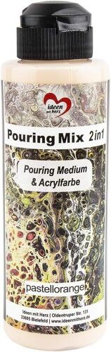 Pouring Mix 2en1 | Medium De Lissage Et Peinture Acrylique | Médium De Coulage Déjà Intégré Dans La Peinture, Aucun Mélange Requis | 180 Ml (Orange Pastel) 