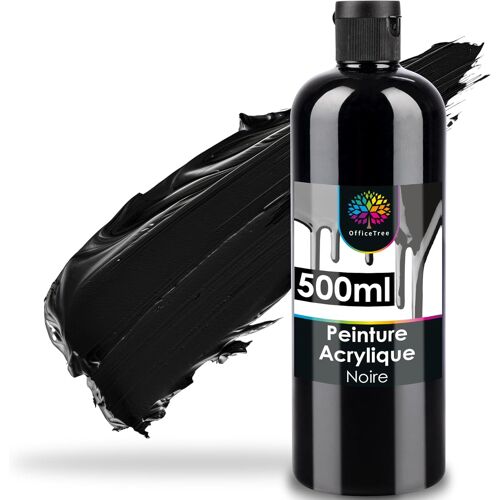Peinture Acrylique Noire 500 Ml - Idéale Pour Le Mélange