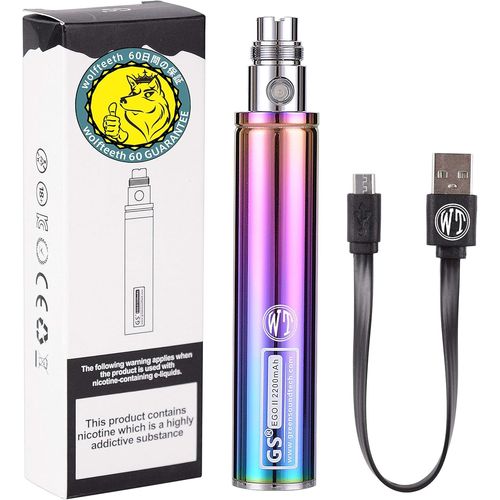 CHECARZHN--NO1-Gs Ego Ii 2200Mah Batterie Rechargeable, Charge Micro Usb, Cigarette Electronique (Arc-En-Ciel 121503/Sans Nicotine Ni Tabac Nicotine Free Tobacco Free)