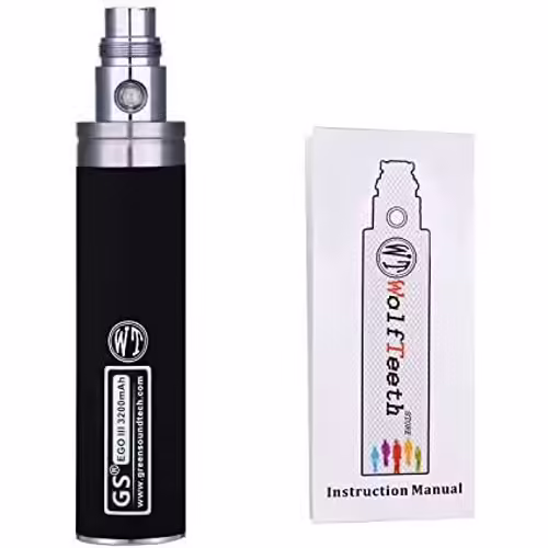 Wolfteeth GS EGO II 3200mAh Batterie Rechargeable Haute Capacité, 510 Cigarette Electronique Sans Nicotine Ni Tabac (Noir 1151)