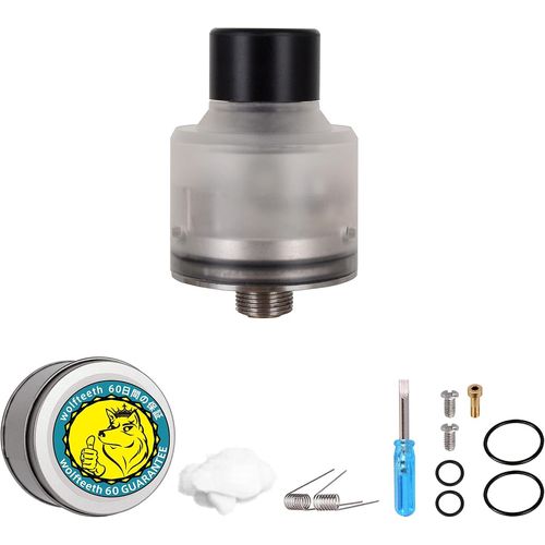 KALANKA-Wolfteeth RDA Clone Hadaly 22mm, Dripping Atomiseur Dual Coil, Trou d'air réglable + Réservoir PEI Anti-Brûlure, Sans Nicotine Ni Tabac, Blanc translucide 121104