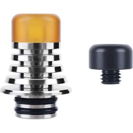 KALANKA-1 Pack 510 Rayonnement de Chaleur Drip Tip, Anti-échaudage Fond de résine élargi, Résine + PEI Alternative Pourboire Détachable Lavable,Sans Nicotine Ni Tabac/Acier inoxydable Argent 128702