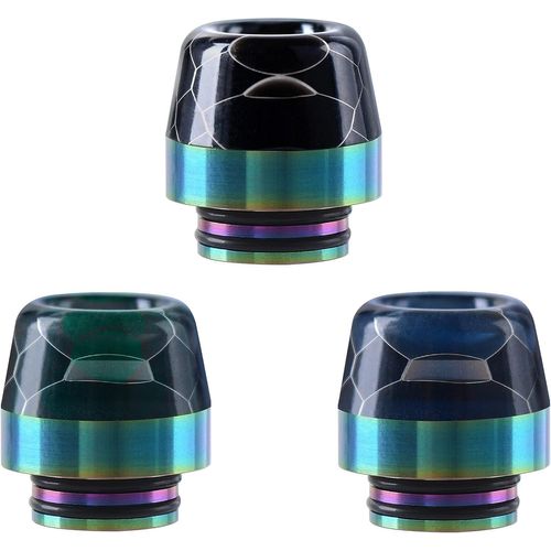 KALANKA-810 Résine Drip Tip avec Filetage de tête de Connecteur en Inox Détachable, Embouchures pour Réservoir Atomiseur RDA Cigarette électronique, Sans Nicotine Ni Tabac/Noir Bleu Vert 130111