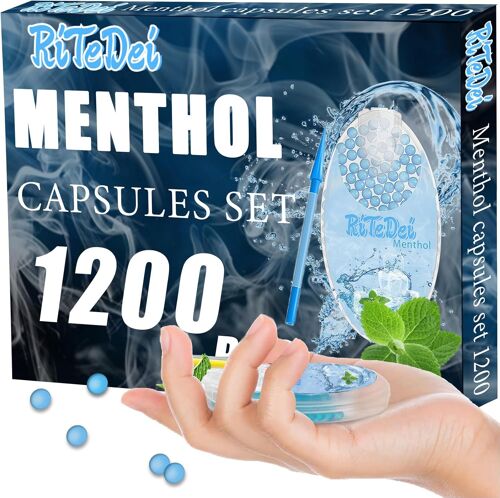 Menthol Capsules | Kit de 1200 pièces | Bille menthol pour cigarette | Filtre à menthol DIY pour un goût inoubliable | incl. Boîte de conserve pour les capsules aromatiques