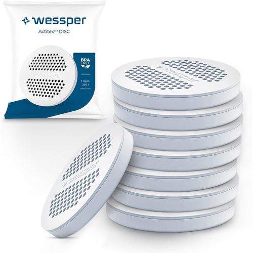KAKYL-Filtre À Eau Microdisc Pack De 8|Filter Disc Replacement Pour Les Gourdes Et Carafes Brita Microdisc|Charbon Actif Non Tissé,Microparticules,Réduction Du Chlore Et Des Métaux Lourds