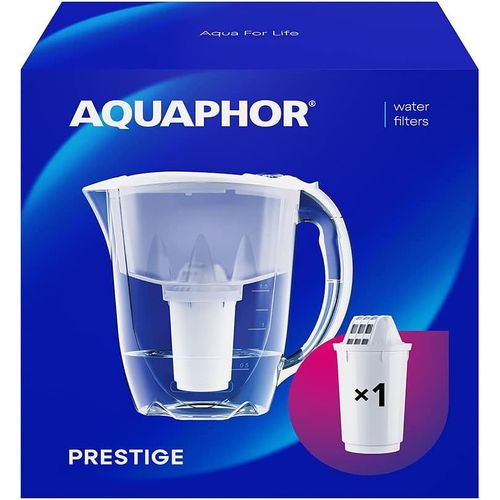 Carafe Filtrante Prestige Blanche Avec 1 Filtre A5 I Carafe Pour 2,8 L I S'adapte À La Porte Du Réfrigérateur I Réduit Le Calcaire Et Le Chlore I Filtre À Eau De Table