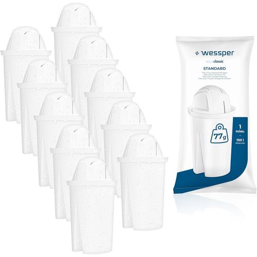 Filtres à eau Aqua Classic pour Carafe Filtrante,Cartouches filtrantes Compatible avec les Carafe Eau Dafi,Brita,Zelmer,Anna BWT,Laica,PearlCo,10 pièces