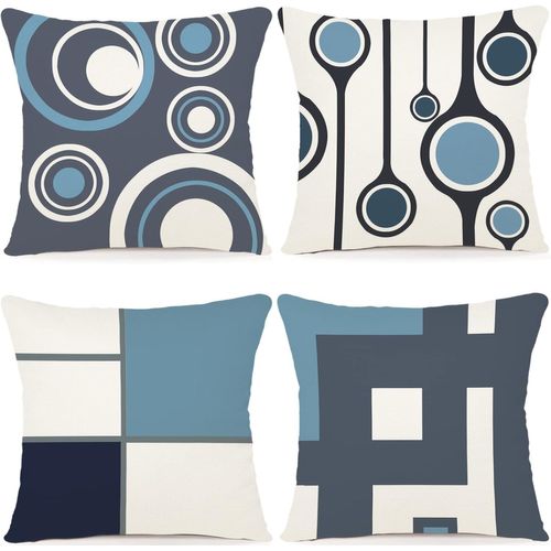 Tianyi-Lot De 4 Housses De Coussins 50x50 Motif Géométrique Housses De Coussin Décoratives En Coton Lin Taie Oreiller De Canapé Housse De Coussincarré Pour Lit Voiture De La Maison Canapé 50 X 50