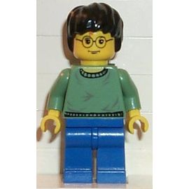 Lego Harry Potter et la Chambre des secrets Chamber of Secrets Harry Potter - Sand Green Sweater Torso, Blue Legs hp038 du set 4720