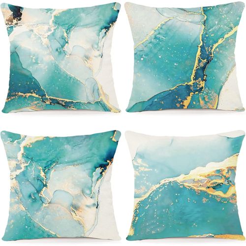 Cauc-Lot De 4 Housses De Coussins 40x40 Motif G¿¿Om¿¿Trique Housses De Coussin D¿¿Coratives En Coton Lin Taie Oreiller De Canap¿¿ Housse De Coussincarr¿¿ Pour Lit Voiture De La Maison Canap¿¿ 40x40