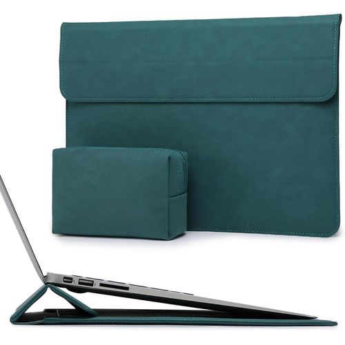 WQS-13 Pouces Housses Ordinateur Portable Sacoche avec Fonction Stand pour MacBook Air 13 M4 M3 M2 M1 2025-2018, MacBook Pro 13 M2 M1 2025-2016, 13" iPad Pro/Air, 13" Surface Pro, XPS 13,Vert Foncé