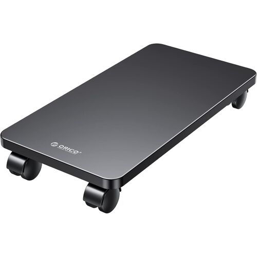acdsgd-Support Pour Ordinateur Tour en Acier Avec 2 Roues de Blocage et 2 Roulettes Pivotantes, Support à Roulettes en Acier pour Ordinateur de Bureau Tour (Noir, 41 x 21,3 x 2 cm)