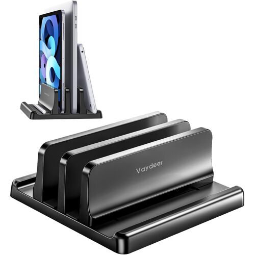 TIANYI-Support Vertical 4 en 1 pour Ordinateur Portable, 2 emplacements Compatible avec MacBook/iPad/PC jusqu'à 17,3 Pouces - Noir