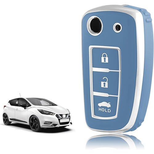 Coque Clé Tpu,Etui Clé Étui Clé Adapté Pour Nissan Micra K14 Qashqai J11 Juke F15 X Trail T32 Pulsar C13 Rogue Murano Maxima Altima,Couvre Clef Cache Cle Voiture Telécommande-3 Boutons.[H208]