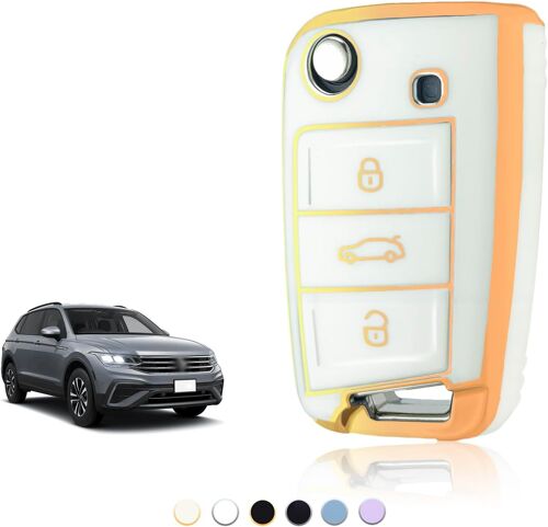 Coque Clé,Etui Cles Étui Clés Adapté Pour Vw Golf 7 Mk7 Polo Tiguan Touran Seat Leon Fabia Ibiza Skoda Fabia Octavia Superb,Couvre Clef Cache Cle Voiture Telécommande-Flip Key.[H253]