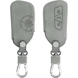 Accessoire Clef De Voiture Compatible Avec Vw Golf 8 3-Bouton-Coque De Clé De Voiture En Nubuck-Boussole Gris
