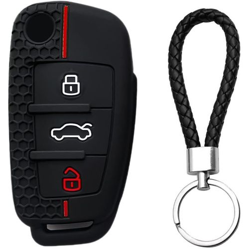 Coque De Clé De Voiture Pour Audi Protection Coque Clé Pour Audi Étui De Protection En Silicone À 3 Boutons Pour Audi A1 A3 A4 A6 A8 S3 S4 S6 Rs4 Rs6 Q2 Q3 Q5 Q7 Tt R8 Seat Exeo