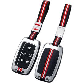 Coque De Protection Pour Clé De Voiture Compatible Avec Land Rover A9 Range Rover Sport Evoque Freelander Discovery 4 Jaguar Xe Xj Xjl Xf 5 Boutons (Argent+Corde)