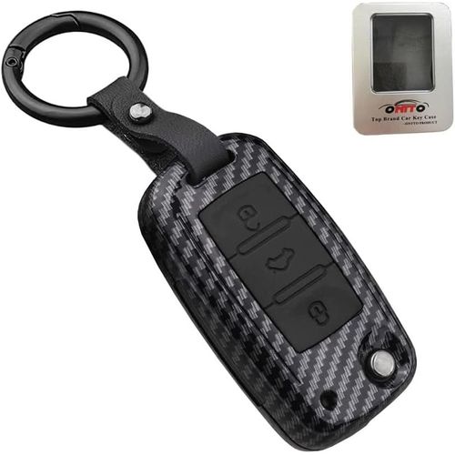 Coque De Clé De Voiture Pour Vw Golf Polo Passat Tiguan Skoda Fabia Octavia Seat Leon Altea Abs Coque De Clé De Voiture 3 Boutons En Fibre De Carbone Noir A
