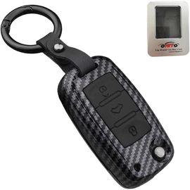 Coque De Clé De Voiture Pour Vw Golf Polo Passat Tiguan Skoda Fabia Octavia Seat Leon Altea Abs Coque De Clé De Voiture 3 Boutons En Fibre De Carbone Noir A